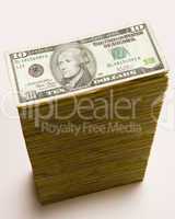 Cash stack of 10 dollar bills