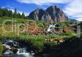 Uintah Mountains and Waterfall