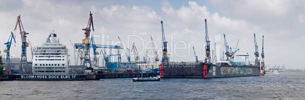 Shipyard in the port of Hamburg