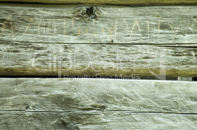 Graffiti on Historic Log Structure