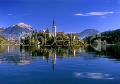 Island in Lake Bled Slovenia