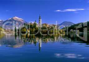 Island in Lake Bled Slovenia