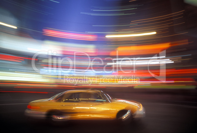 New York yellow cab blurred