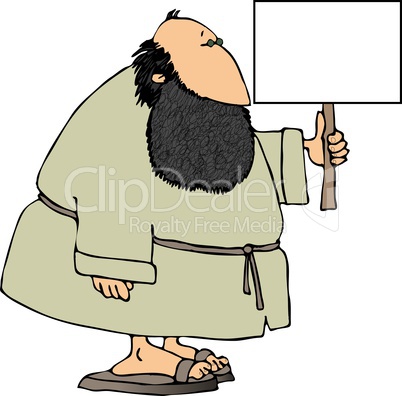 Bearded man with a sign