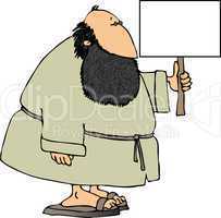 Bearded man with a sign