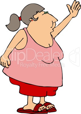 Fat girl waving