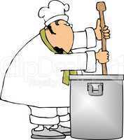 Chef stirring a large pot