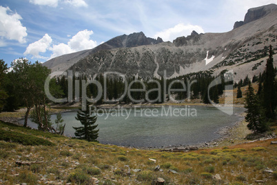 Alpine lake and meadow