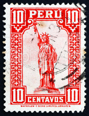 Postage stamp Peru 1932 Statue of Liberty, New York