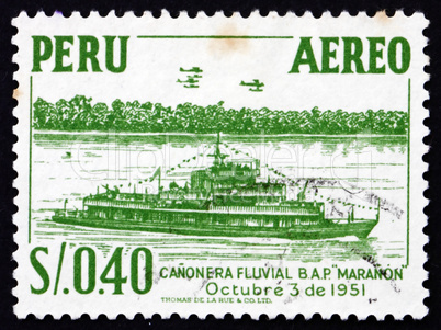 Postage stamp Peru 1951 River Gunboat Maranon