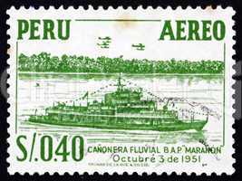 Postage stamp Peru 1951 River Gunboat Maranon