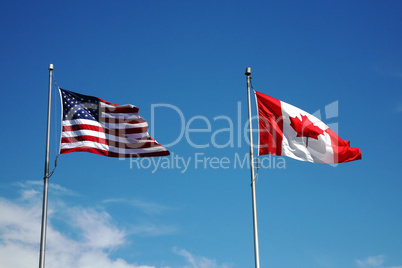 American and Canadian flags