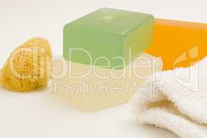 Bars of Soap Sponge and towell