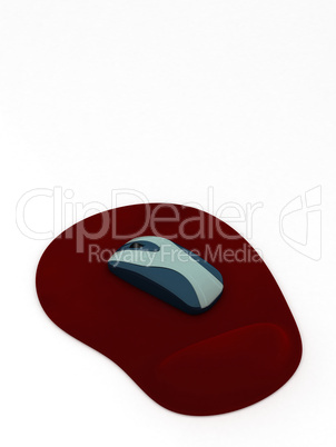 Computer mouse on red pad