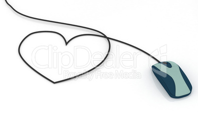 Computer mouse with heart shaped ca
