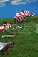 Memorial Day flags on vet graves