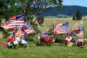 Memorial Day flags on graves