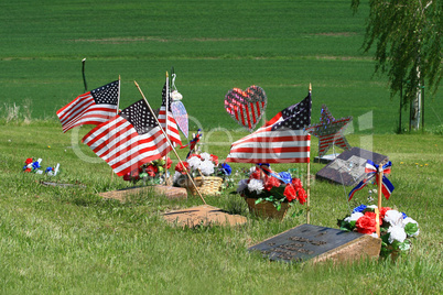 Memorial Day flags and flowers