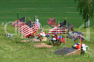 Memorial Day flags and flowers