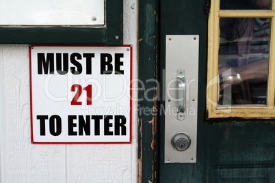 Must be 21 to enter sign