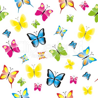 Seamless pattern with colorful butterflies, butterfly background