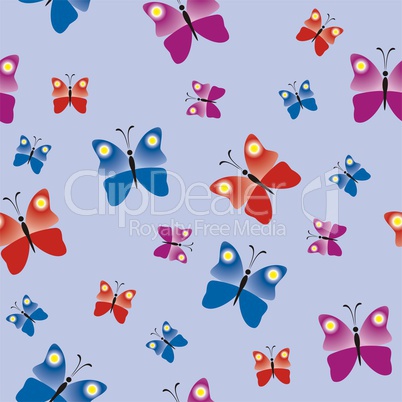 Seamless pattern with colorful butterflies, butterfly background