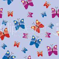 Seamless pattern with colorful butterflies, butterfly background