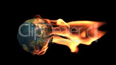 Earth surrounded by flames