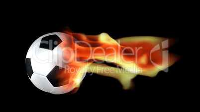 Soccer ball surrounded by flames