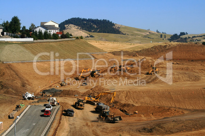 Earth moving at construction site