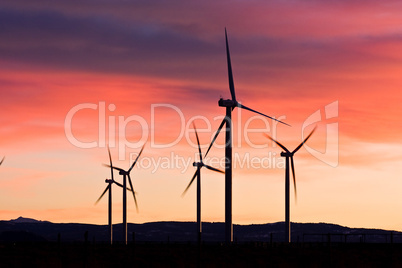 Wind Turbines Power sunset