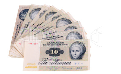 Cash money, ten kroner bills from D