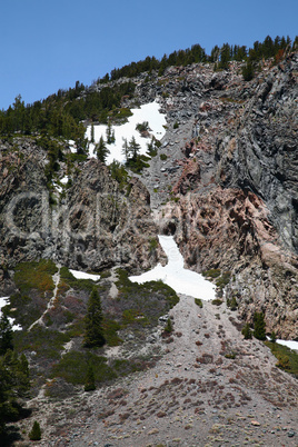 Rocky cliffs on mountain slope