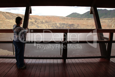 Tourist at Berkeley Pit copper mine