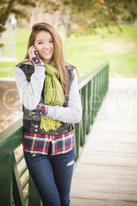 Mixed Race Attractive Woman Using Cell Phone