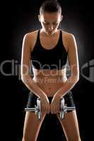 Black fitness woman sportive weights exercise