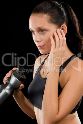 Sport woman young listen music headphones