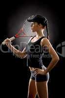 Attractive tennis woman player hold racket
