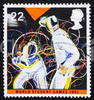 Postage stamp GB 1991 Two swordsman in fight