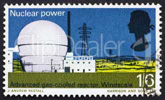 Postage stamp USA 1966 Windscale atomic reactor