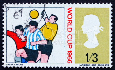 Postage stamp GB 1966 Goalkeeper and Two Soccer Players