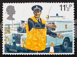 Postage stamp GB 1979 Police constable directing traffic