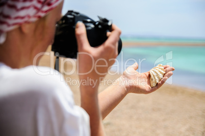 photographing on the beach