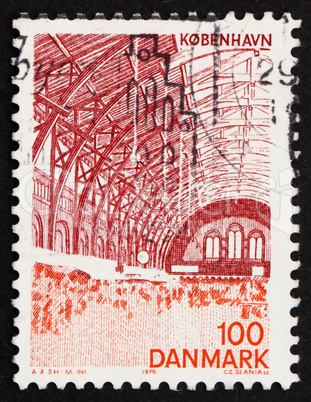 Postage stamp Denmark 1976 Central Station, Interior, Copenhagen