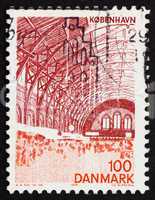 Postage stamp Denmark 1976 Central Station, Interior, Copenhagen