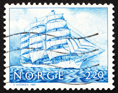 Postage stamp Norway 1981 Training Ship Christian Radich