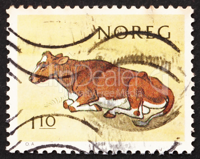 Postage stamp Norway 1981 Cow