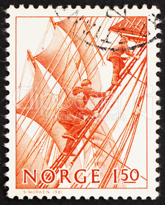 Postage stamp Norway 1981 Climbing rigging