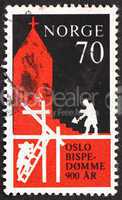 Postage stamp Norway 1971 Building of First Church
