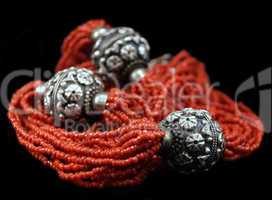 Coral and silver necklace